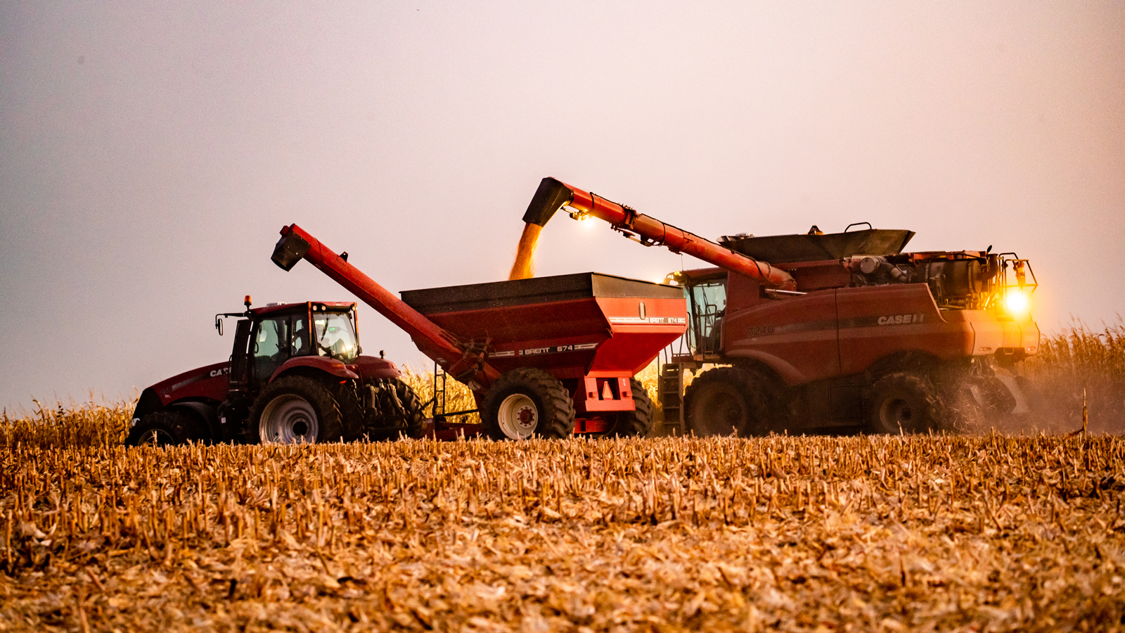 Combine harvesting a field