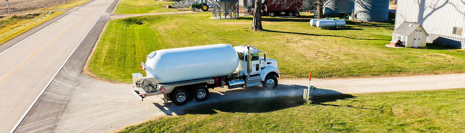Propane truck on a farm driveway